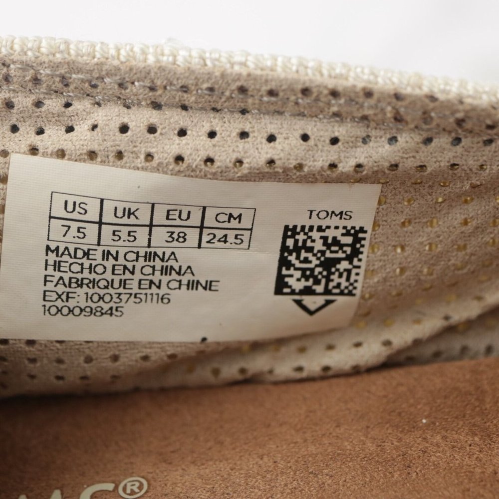 TOMS Women's Alpargata Open Toe Flats Size 7.5 Slip On Beige Linen Boho Shoe - Picture 13 of 13